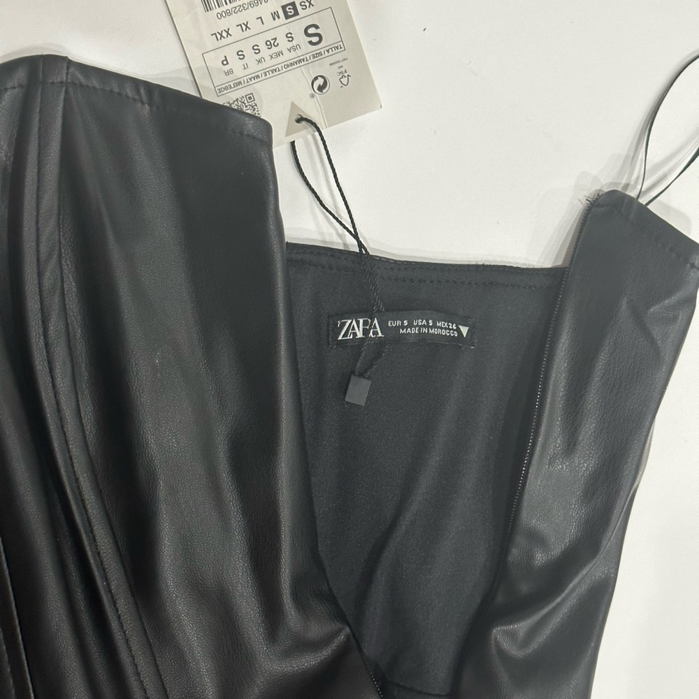 Zara faux leather strapless corset touched mini dress - Picture 6 of 7